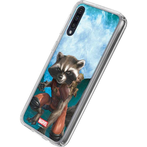 Marvel Rocket and Baby Groot Cosmic Bond Galaxy A50 Clear Case